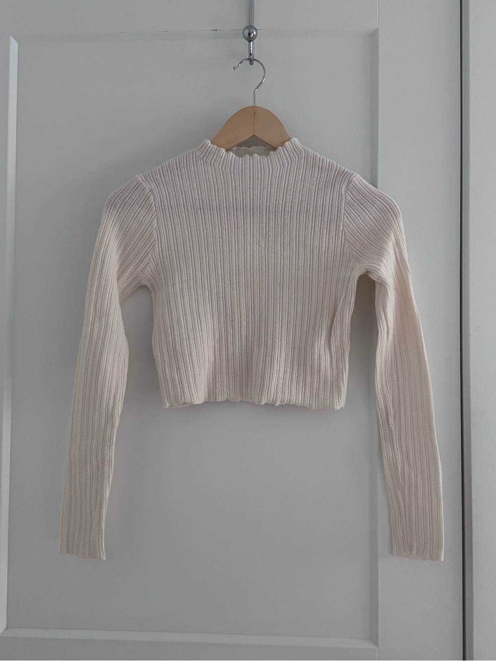 Zara SHORT RIB T-SHIRT - OYSTER WHITE